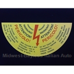 Restoration Decal - "PERICOLO!" Electronic Ignition (Fiat Bertone X1/9) - NEW