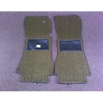 Carpet Front Left and Right Pair - BROWN (Tan / Brown) LOOP (Pininfarina 124 Spider 1983-85) - OE NOS