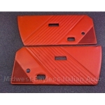 Door Panel PAIR (Fiat Bertone X1/9 1979-84 + 1985-88) Red LEATHER - OE NOS