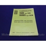 Specifications and Service Guide (Fiat 1500 Cabriolet 118K / OSCA 1965-66) - OE NOS