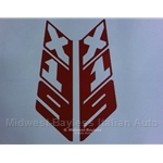 Restoration Decal "X19" Vertical Sail Left+Right Pair Red (Fiat Bertone X1/9) - OE NOS