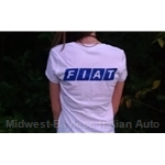 "FIAT" Back Logo Ladies V Neck T-Shirt - White