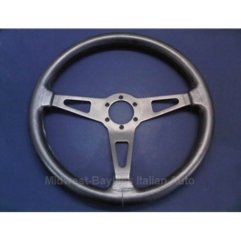               Steering Wheel - 15" Black Leather  (Pininfarina 124 Spider 1983-85 + Fiat 124 Spider 1979-82) - OE NOS