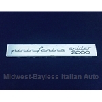 Badge Emblem "Pininfarina Spider 2000" Glove Box Door (Fiat 124 Spider 1979-80 + 1981-On) - U8