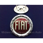 Badge Emblem "FIAT" 58mm Silver Enamel (Fiat X1/9, 124, 128, 131, 850) - U8