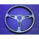 Steering Wheel - 15" Black Stitched Leather (Pininfarina 124 Spider 1983-85 + Fiat 124 Spider 1979-82) - OE BLEM