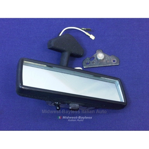 Rear View Mirror w/Map Light (Fiat 124 Coupe 1968-75) - OE NOS