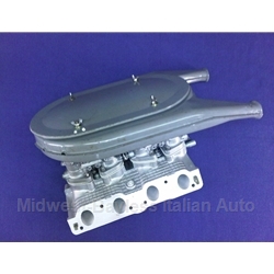 Intake Manifold DOHC Assembly w/ Dual Weber 40 IDF Carburetors and Turtle Air Cleaner (Fiat 124, 131, Abarth CSA) - REFURB