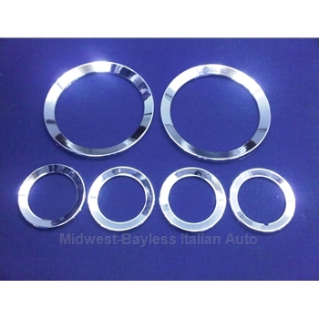 Gauge Bezel Set Chrome 6-Piece (Fiat 124 Spider 1970-1978) - NEW