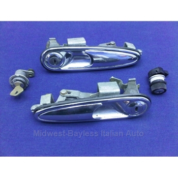   Door Handles Exterior - PAIR Left/Right + All LOCKS - Complete SET w/Keys (Fiat Pininfarina 124 Spider 1979-85) - U8