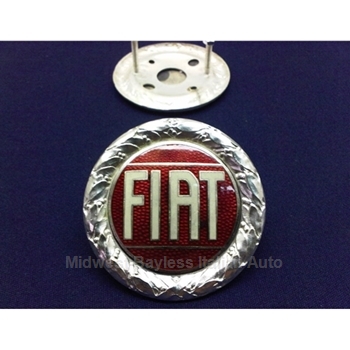 Badge Emblem "FIAT" 58mm Silver Enamel (Fiat X1/9, 124, 128, 131, 850) - U8