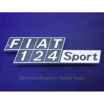 Badge Emblem "Fiat 124 Sport" (Fiat 124 Coupe 1970-75) - OE NOS w/BLEMISH