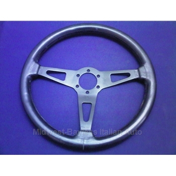               Steering Wheel - 15" Black Stitched Leather (Pininfarina 124 Spider 1983-85 + Fiat 124 Spider 1979-82) - OE BLEM